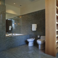 Bathroom marble grey floor tub deck shower