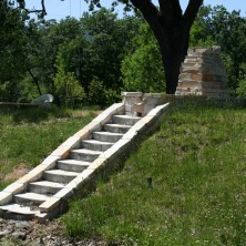 Garden steps and fountain
