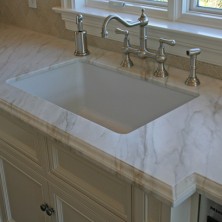 white marble undermount kitchen sink