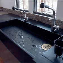 Grey Soapstone Double Wide Slab Sink
