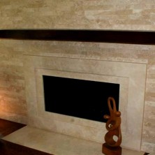 Travertine Fireplace Surround and Wall Beige