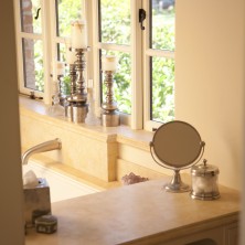 Beige Limestone Tub Deck and Counter Bathroom Beige